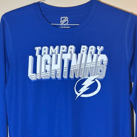 Tampa Bay Lightning NHL Shirt Youth XL (18/20) Blue Athletic NHL Long Sleeve - Picture 3 of 4